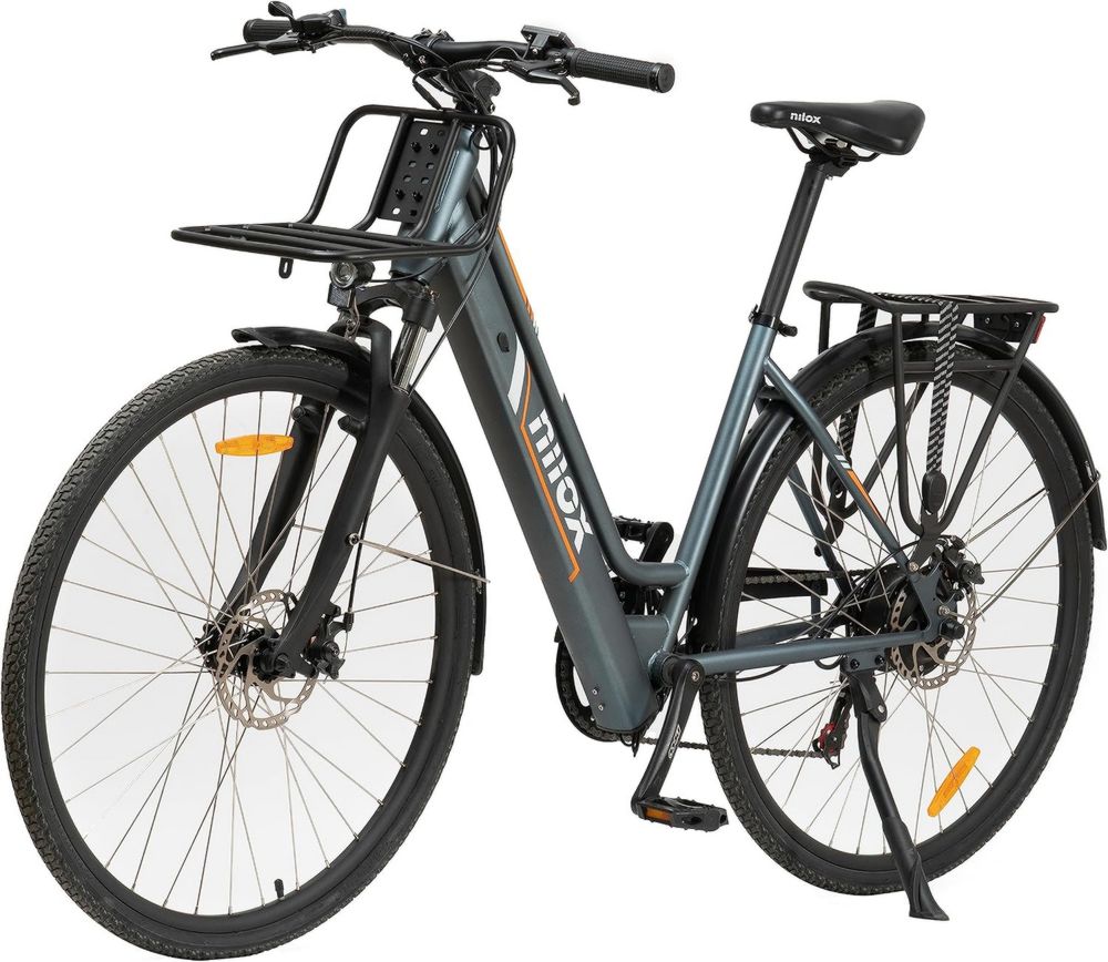 Nilox Ebike Cargo Mid, Bicicletta Elettrica 65 kg Capacità di Carico, Autonomia 60 km, Motore BAFANG M400, Batteria 13 Ah, Freni Idraulici, Cambio SHIMANO a 7 Marce