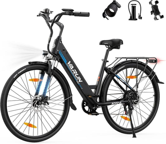 VARUN Bici Elettrica 28'' per Uomo e Donna con Batteria Rimovibile 48V 499.2Wh, Autonomia 100km, 7 Velocità e 5 Modalità E-bike per Pendolari