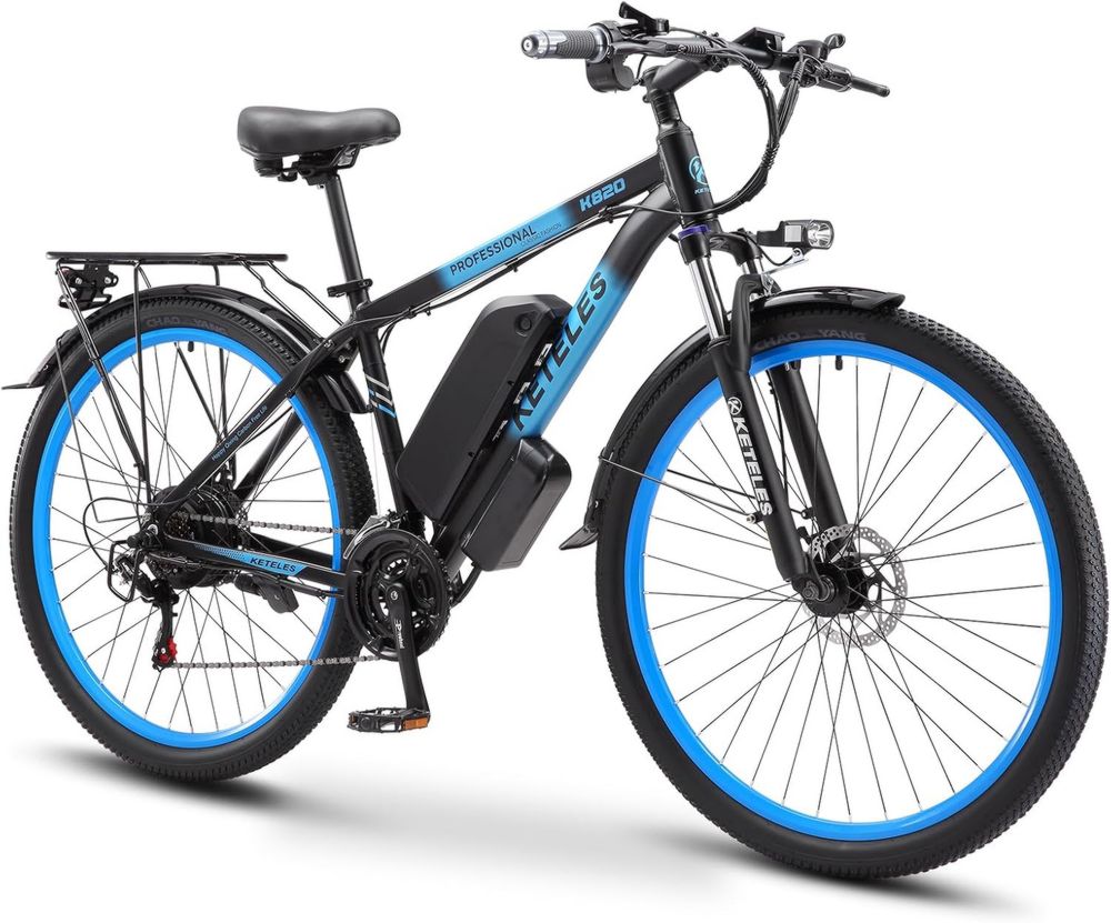 Bicicletta Elettrica K820 48V 20AH con Portatelefono, Pneumatici 26'x4', 250W Autonomia 100KM, 21 Velocità e Freni a Disco Idraulici per Adulti