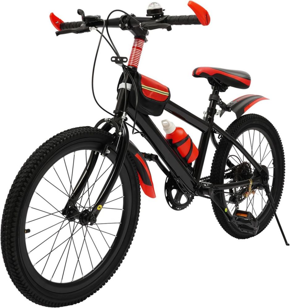 Bicicletta da Montagna 20'' Uomo, Rosso Acciaio al Carbonio, Freni Completi
