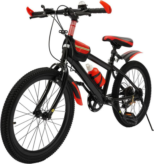 Bicicletta da Montagna 20'' Uomo, Rosso Acciaio al Carbonio, Freni Completi