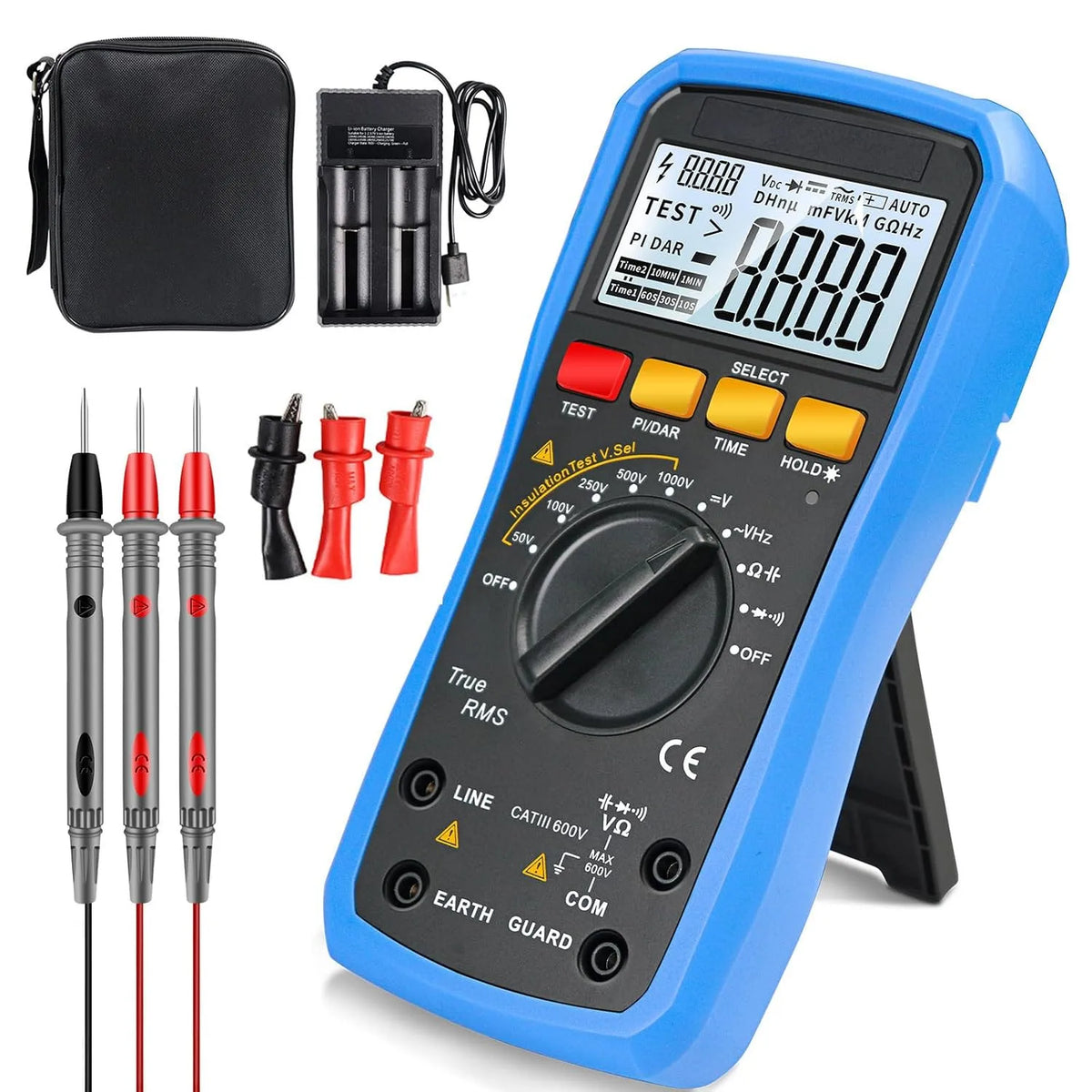 Megohmmetro Multimetro, 20 GΩ, Tensione Nominale 50 V, Tester di Resistenza Isolamento 0,05 MΩ