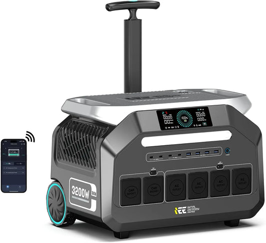 LiFePO4 Power station portatile e generatore solare, 2048Wh, 3200W, con batteria, alimentazione solare, ricarica rapida