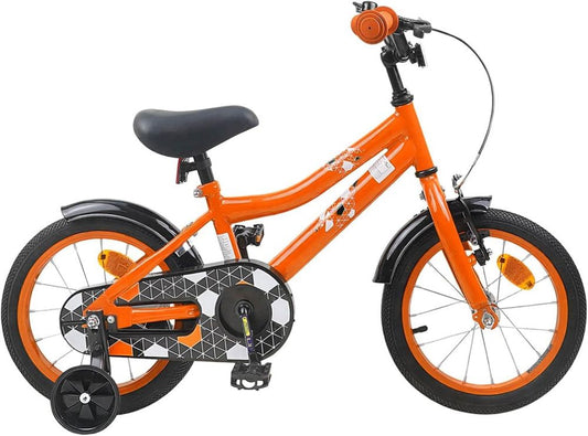 Bicicletta per Bambini 14 Pollici Arancione con Manubrio e Sella Regolabili