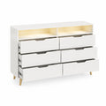 Cassettiera bianca con 8 cassetti in MDF e gambe in legno massello