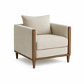Poltrona in Legno e Tessuto Beige