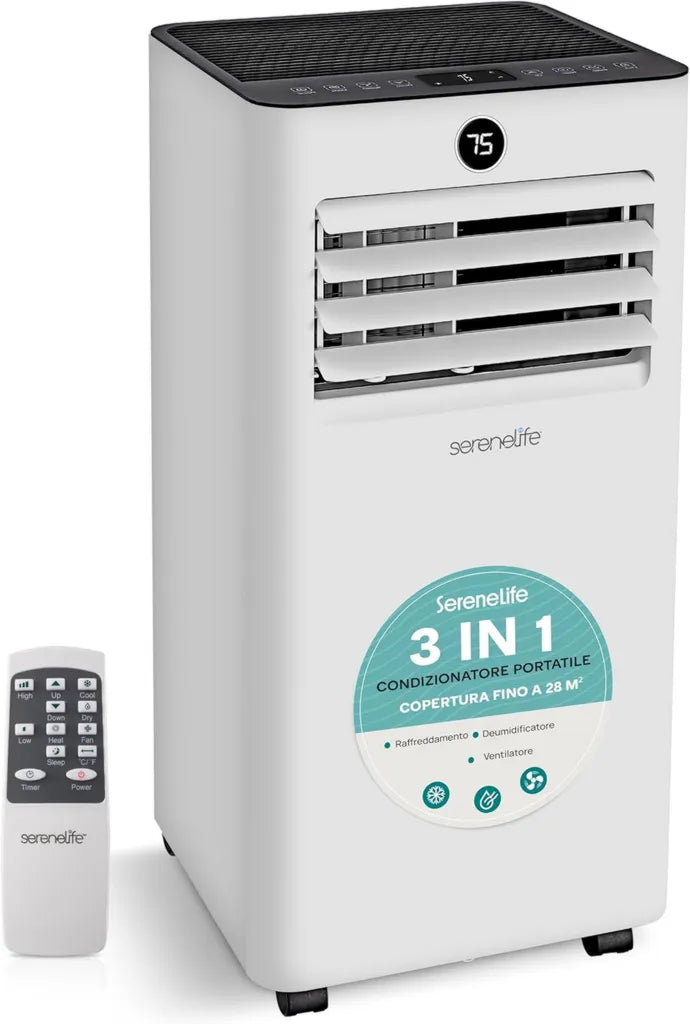 Climatizzatore Portatile 7000 BTU con Telecomando e Kit Finestra, Bianco