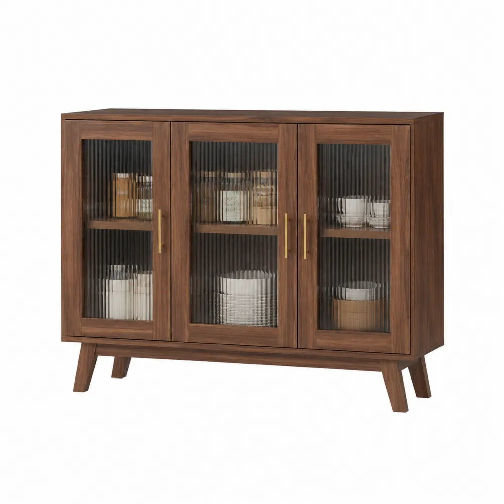 Credenza in Legno di Noce con Ante in Vetro
