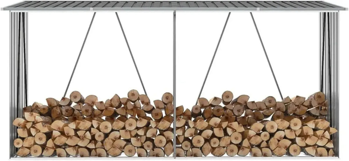 Ripostiglio da Giardino in Acciaio Zincato 330x84x152 cm Grigio