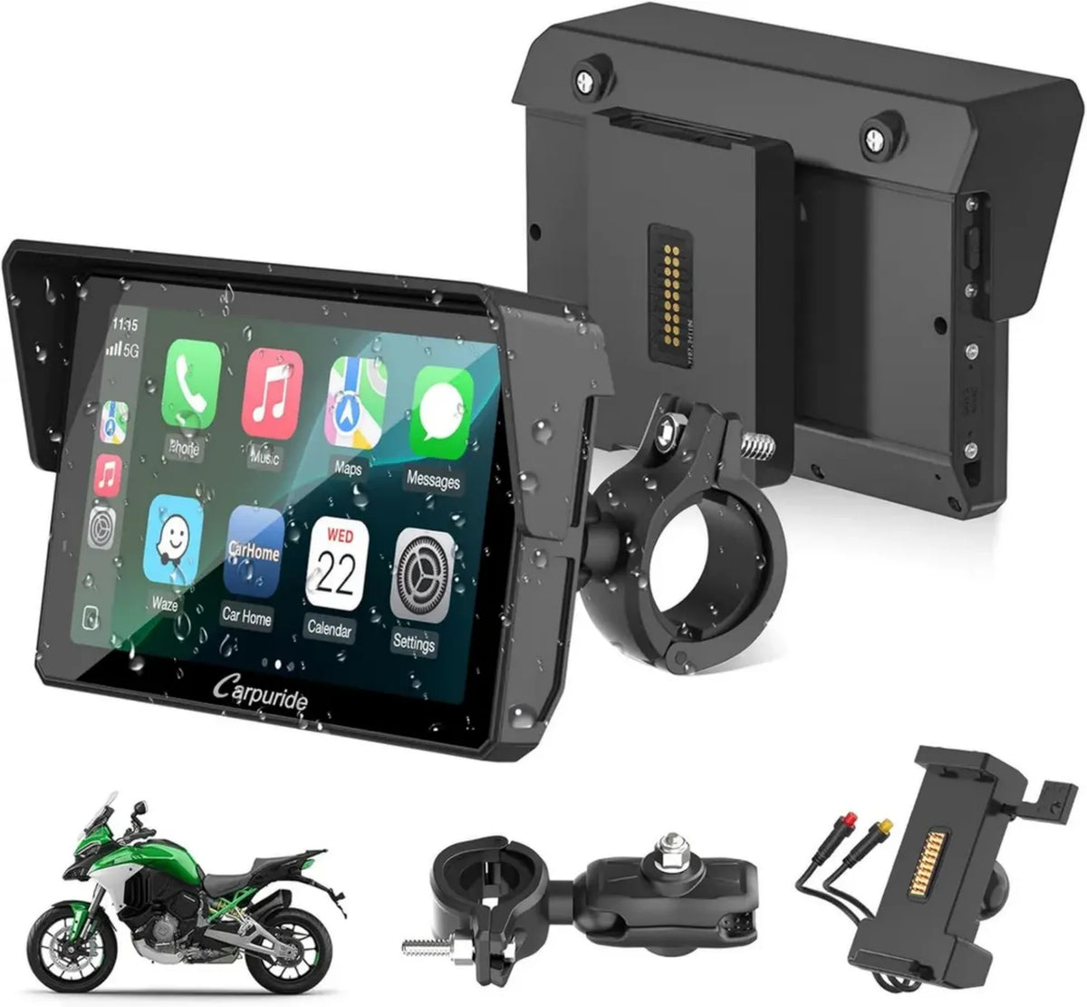 Sistema di Navigazione Moto Carpuride W502S PRO con Carplay e Android Auto