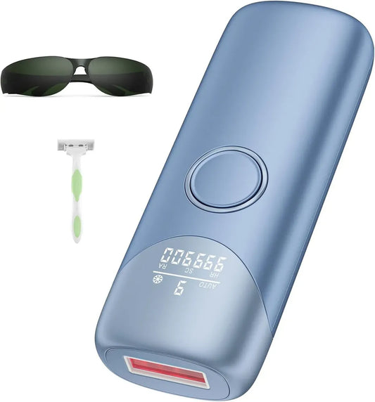 Depilatore IPL con Raffreddamento e 9 Livelli di Potenza, 999.900 Flash, Ideale per Donne, Blu