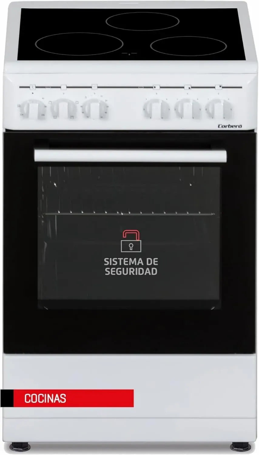Forno Elettrico 48L, 4 Funzioni, 3 Fuochi, Porta Doppio Vetro, Bianco, Spegnimento Automatico
