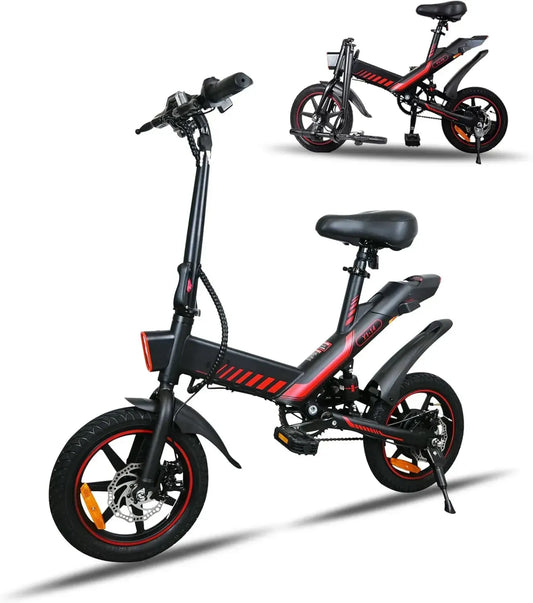 Bicicletta Elettrica Pieghevole 250W, 14'' con Batteria 36V 10.4AH e Autonomia 45 km, E-Bike per Città Adatta ad Adulti e Giovani