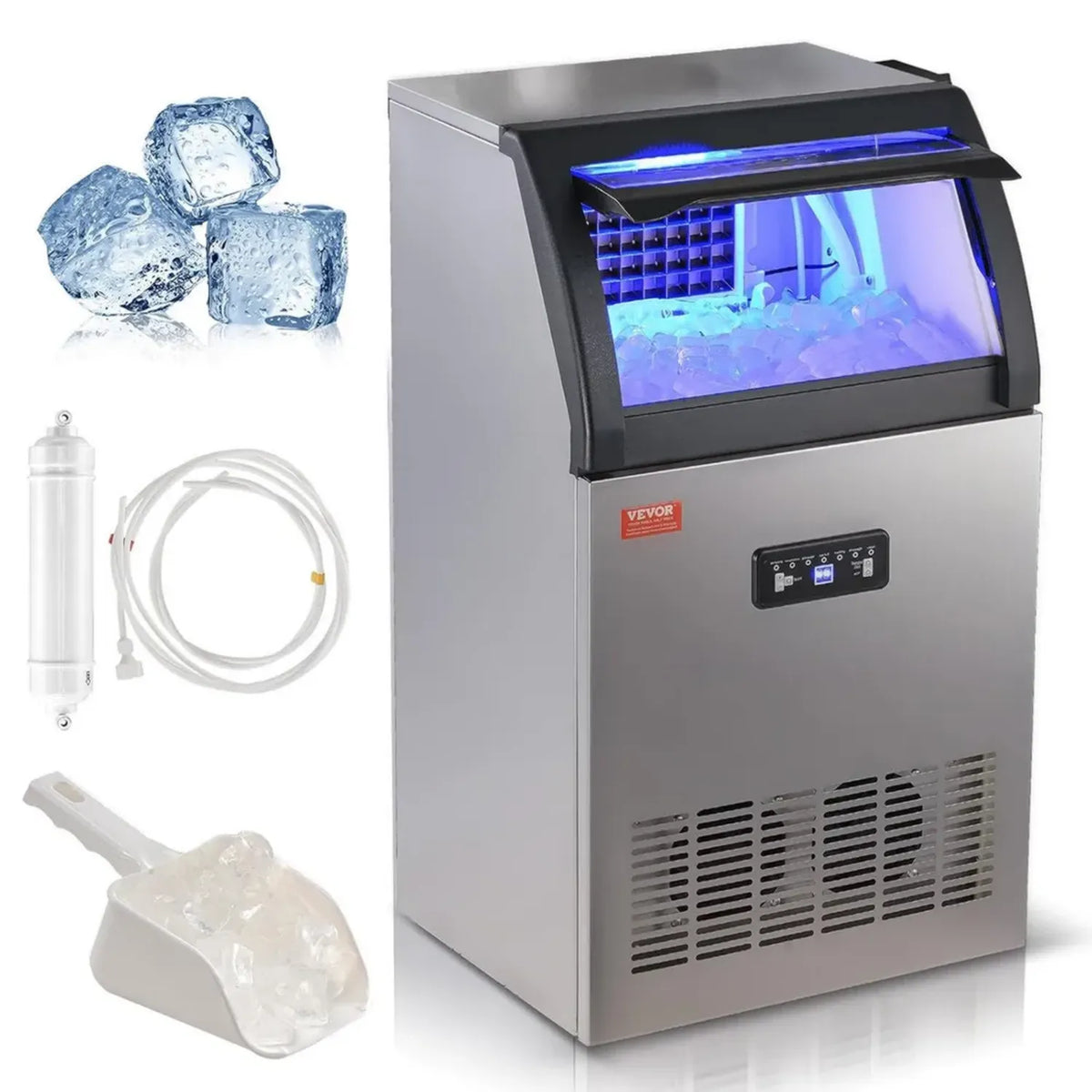 Macchina del ghiaccio commerciale VEVOR 52kg/24h con 15kg di capacità