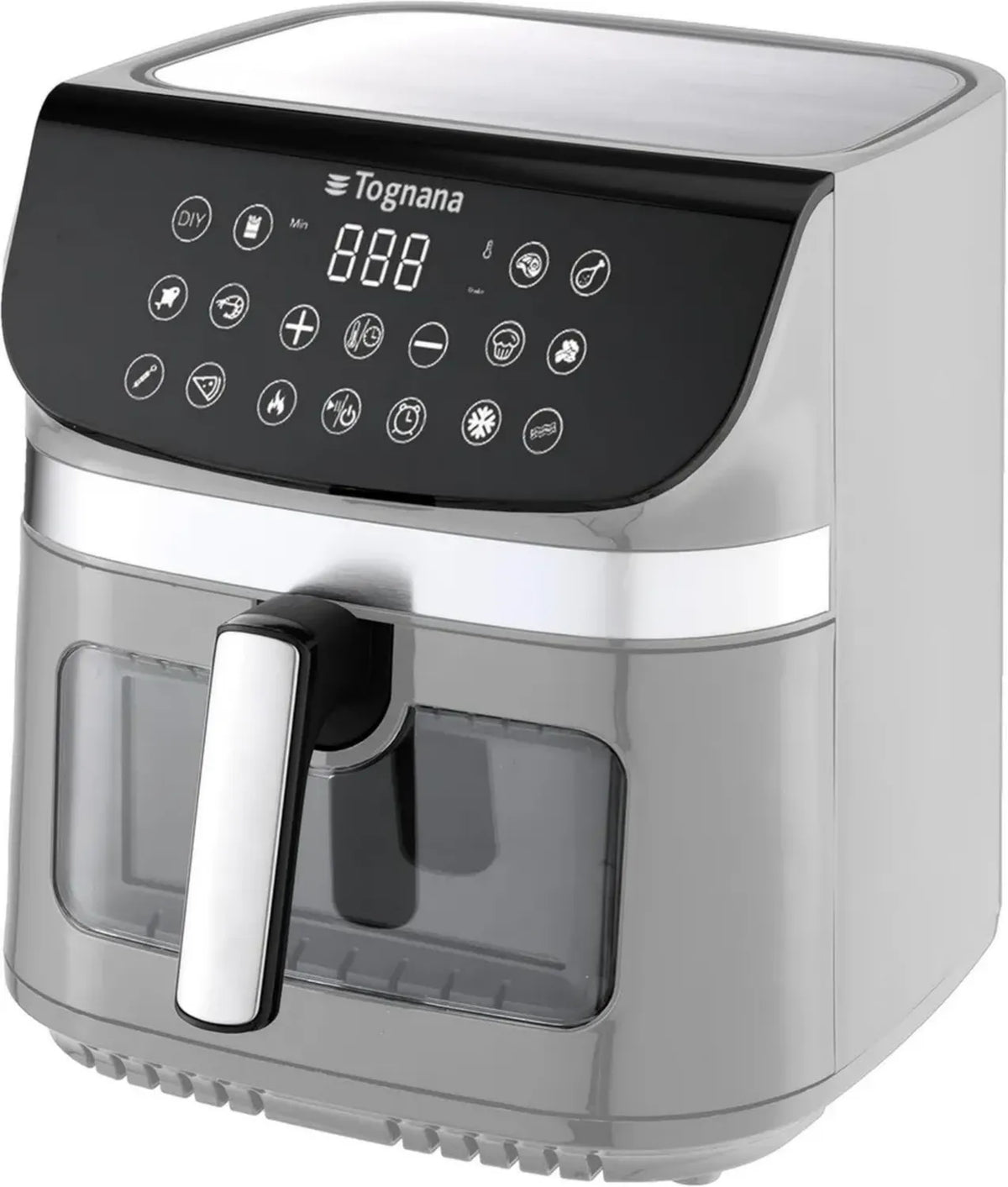 Friggitrice ad Aria 9L Tognana Iridea, 2200W, Doppia Resistenza, Display Digitale, Timer Regolabile, Finestra di Controllo, Acciaio Inox, Grigio Perla