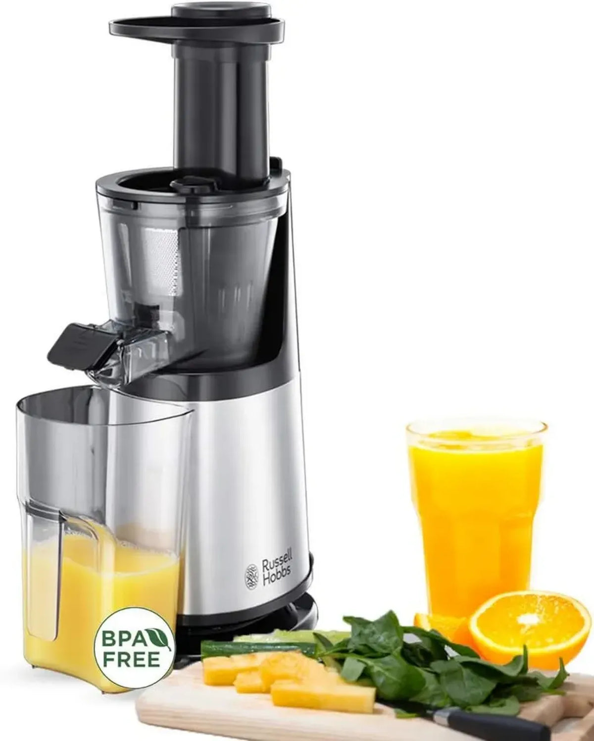 Estrattore di Succo a Freddo Russell Hobbs con Corpo in Acciaio, 2 Filtri e Funzione Reverse, 150W