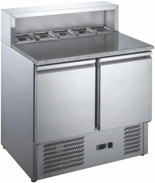 Tavolo per Pizza in Granito con Refrigerazione a 2 Porte
