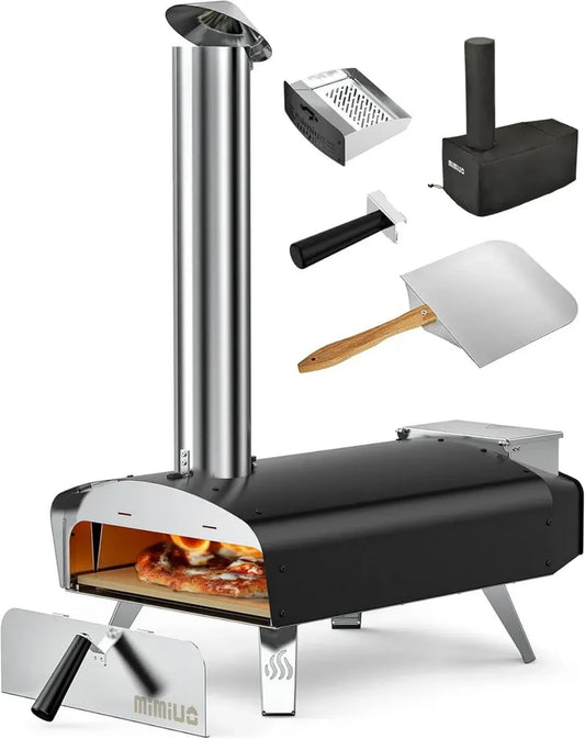Forno a Pellet Portatile per Pizza da 30,5 cm in Acciaio Inox, con Pietra e Borsa