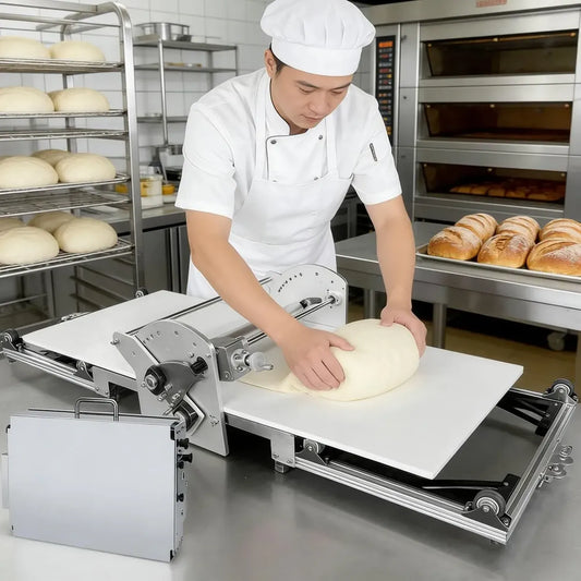 Macchina Sfogliatrice Professionale Acciaio Inox, Rullo Regolabile 2-30mm, Larghezza 450mm, Antiaderente per Pizza e Pasta