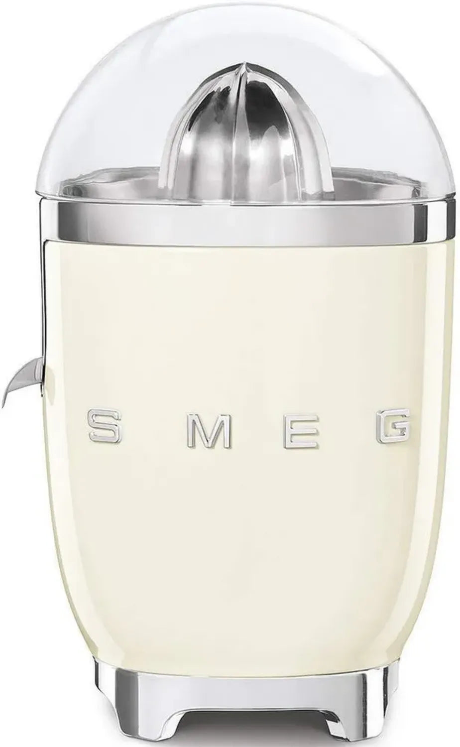 Smeg Spremiagrumi Elettrico con Beccuccio Antigoccia e Cono Universale, 70W, Design Vintage, Panna