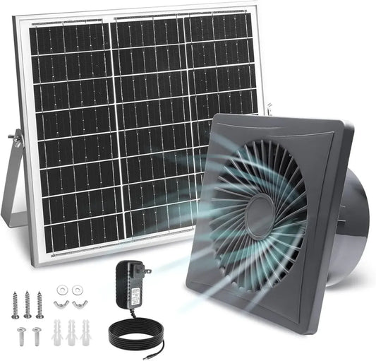 Ventilatore solare estrattore 25W, 8 pollici con valvola antiriflusso e supporto