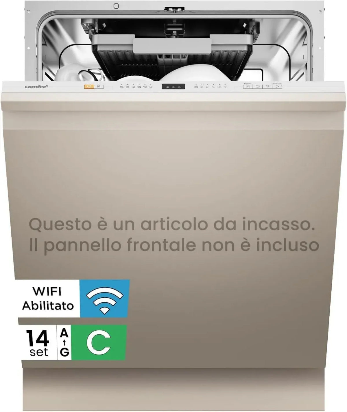 Lavastoviglie Incasso COMFEE' 14 Coperti, 8 Programmi, Avvio Ritardato, Mezzo Carico, Asciugatura Extra - Inox