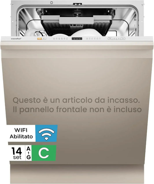 Lavastoviglie Incasso COMFEE' 14 Coperti, 8 Programmi, Avvio Ritardato, Mezzo Carico, Asciugatura Extra - Inox