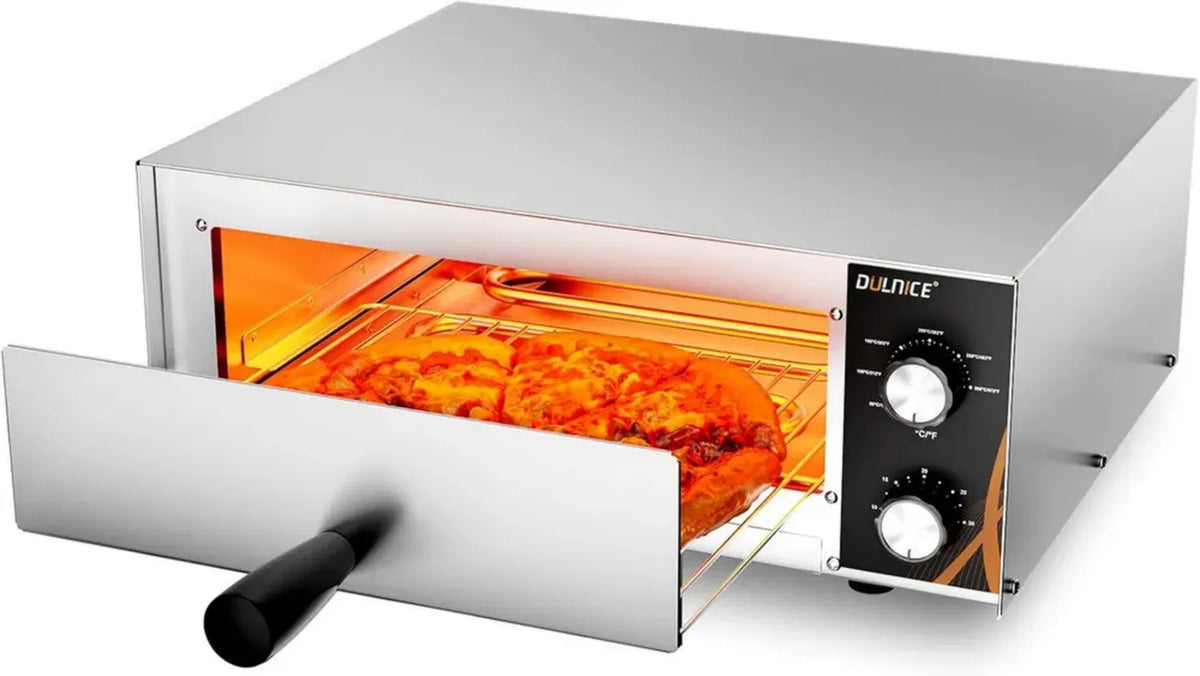 Forno per Pizza Elettrico 1500W, Timer 30 Minuti, Acciaio Inox, 300°C, Ideale per Casa e Ristorante