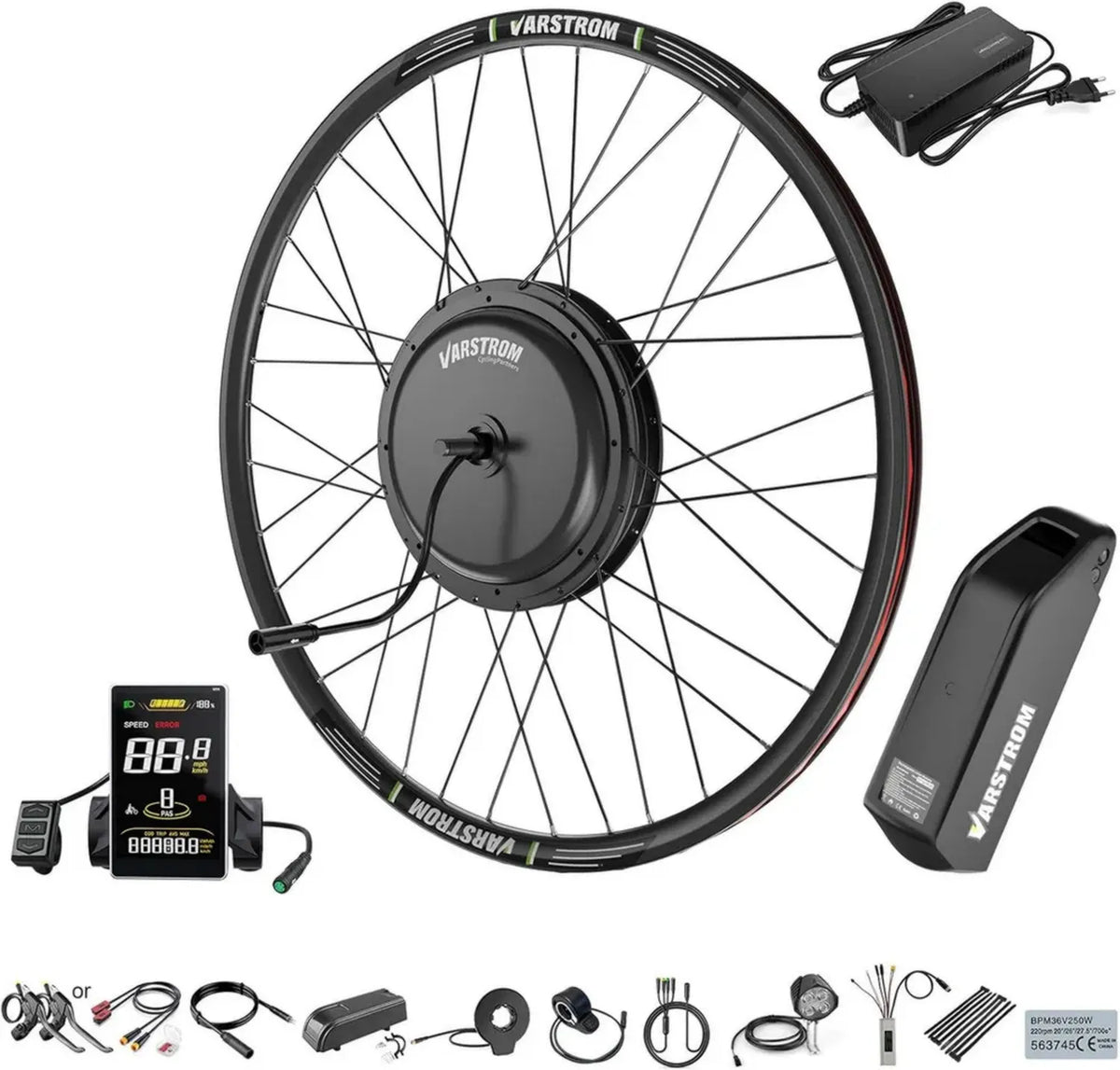 Kit Conversione Bici Elettrica 48V 1000W per Ruota Anteriore/Posteriore, Compatibile con 26'-29' e 700C, Motore Mozzo Integrato, Display LCD e Batteria Extra
