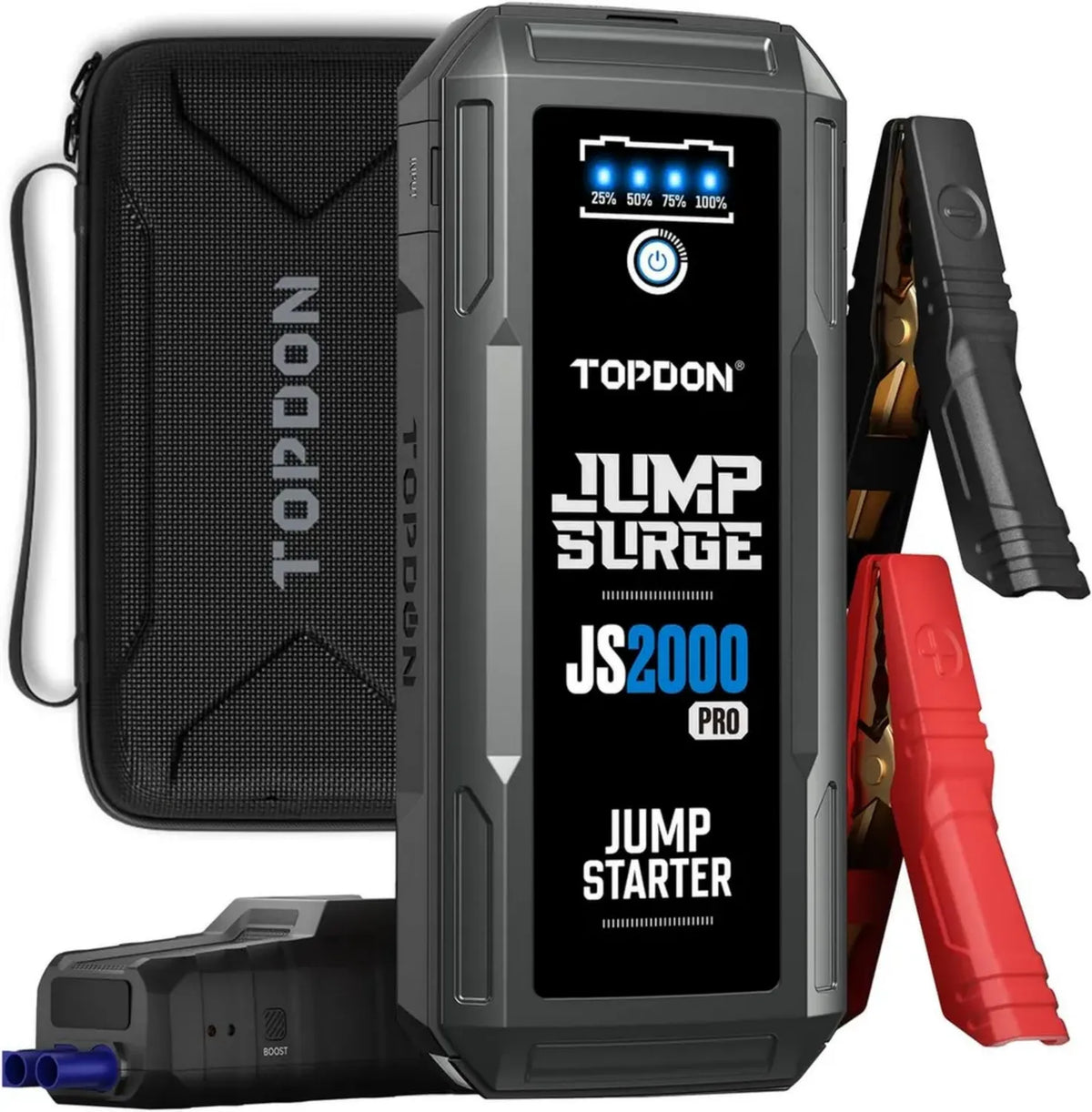 TOPDON JS2000 Pro Avviatore Auto 2500A, Batteria 16000mAh per Motori 8.0L Benzina o 6L Diesel, Jump Starter 12V con LED e Porta USB, Kit Emergenza