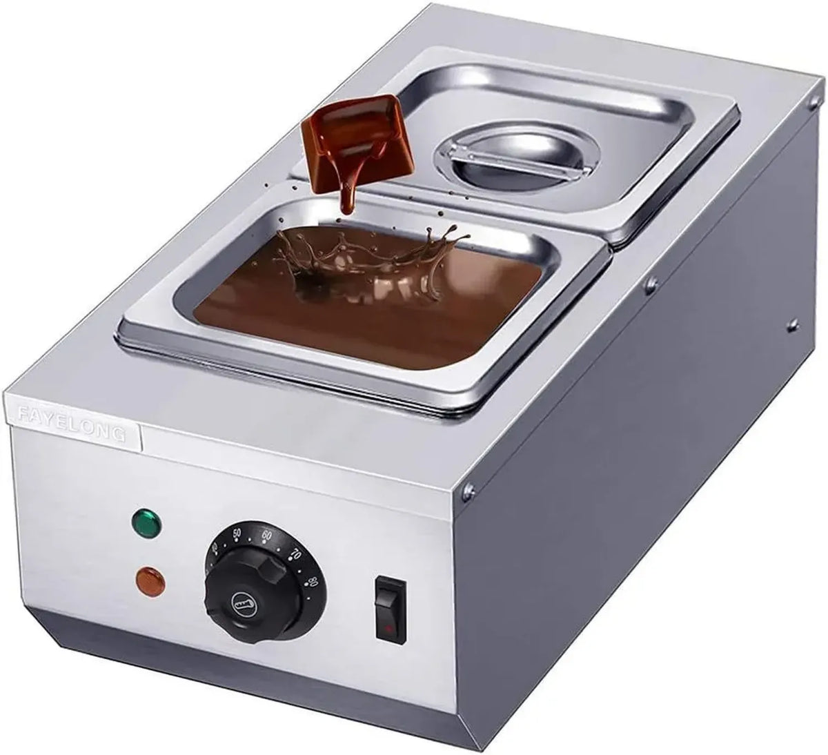 Scaldacioccolato Elettrico Acciaio Inox 2 Vasche 6L 220V 600W