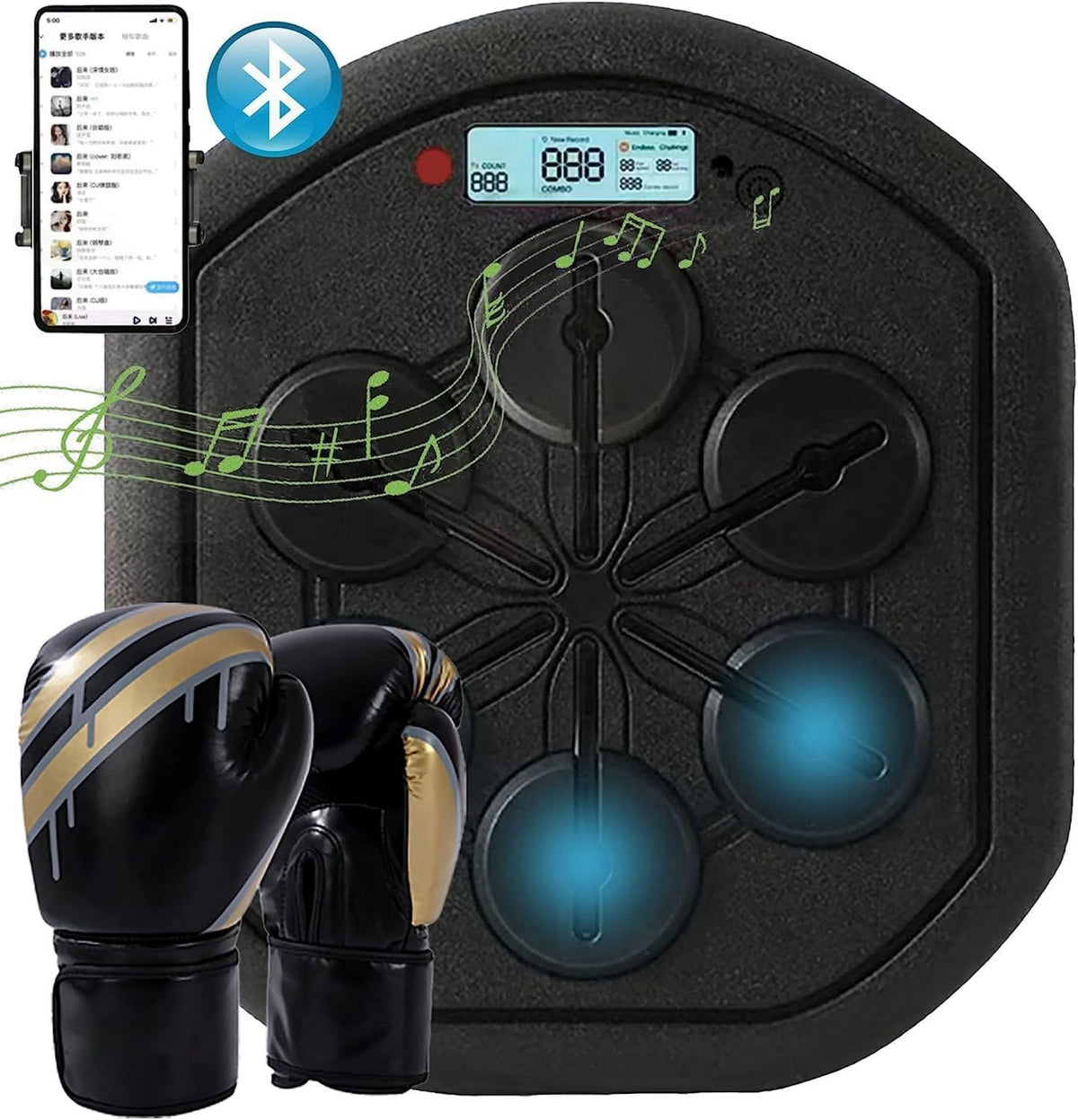 Macchina da boxe musicale - montaggio a parete, con porta USB, display LED