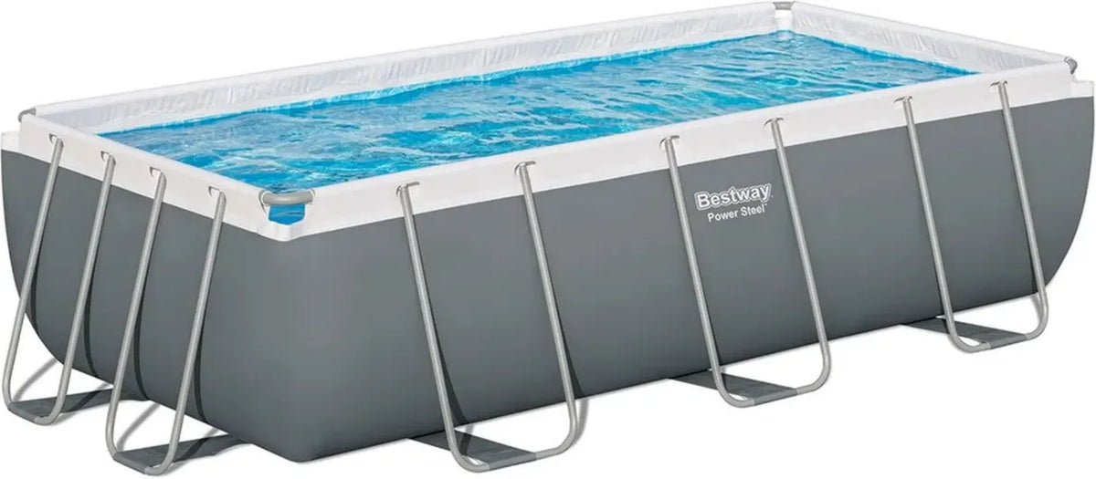 Piscina Rettangolare Bestway Power Steel con Pompa Filtro, 404 x 201 x 100 cm, Grigio
