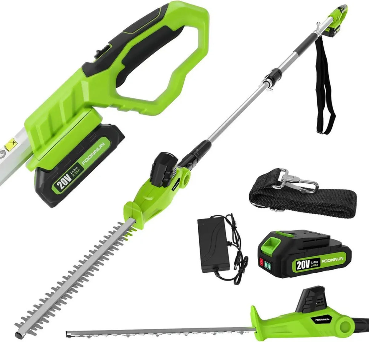 Tagliasiepi Telescopico a Batteria 20V, 58cm, 5 Angoli Regolabili, Include Caricabatteria