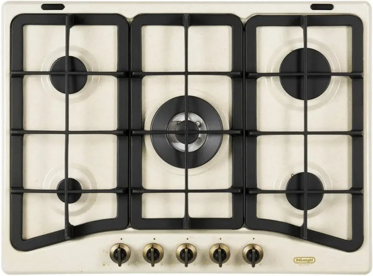 De'Longhi AVF 57 PRO Piano Cottura a Gas 70 cm, Comandi Intuitivi, Colore Avena