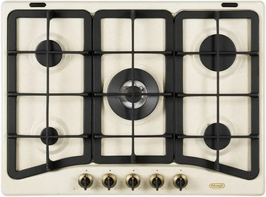De'Longhi AVF 57 PRO Piano Cottura a Gas 70 cm, Comandi Intuitivi, Colore Avena