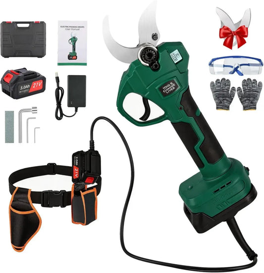Cesoie Elettriche Professionali 21V 40mm con Batteria 2x3000mAh e Display LCD per Giardinaggio