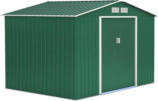 Capanno da giardino in metallo verde 213x191x195 cm per attrezzi, modello Fredi
