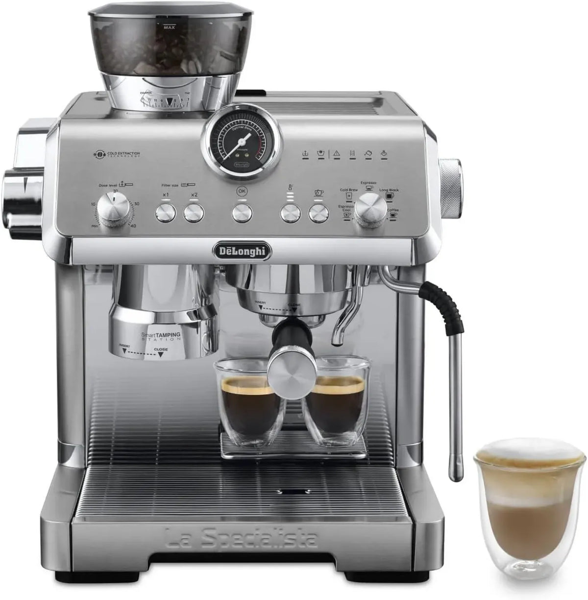 De'Longhi Macchina Espresso con Macinacaffè e Lancia Latte, Funzione Cold Brew